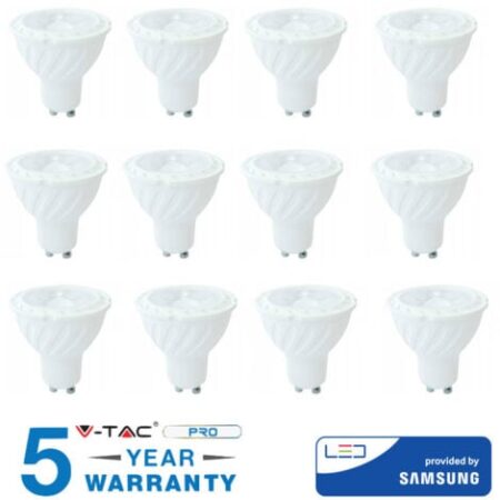 LAMPADINE LED GU10 V-TAC LAMPADINA FARETTO 7 WATT LUCE NATURALE 12 PEZZI