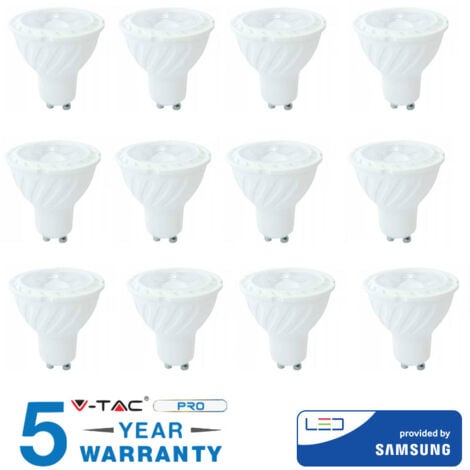 LAMPADINE LED GU10 V-TAC LAMPADINA FARETTO 7 WATT LUCE NATURALE 12 PEZZI