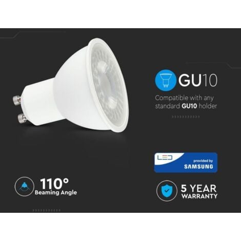 LAMPADINE LED GU10 V-TAC LAMPADINA FARETTO 7 WATT LUCE NATURALE 12 PEZZI
