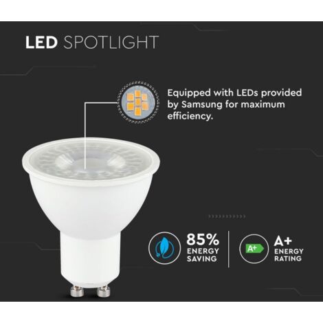 LAMPADINE LED GU10 V-TAC LAMPADINA FARETTO 7 WATT LUCE NATURALE 12 PEZZI