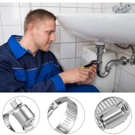 Fascette stringitubo in metallo da 6-12 mm, fascette stringitubo regolabili in acciaio inossidabile 304 per tubi dell'acqua domestici (25 pezzi da 6-12 mm)