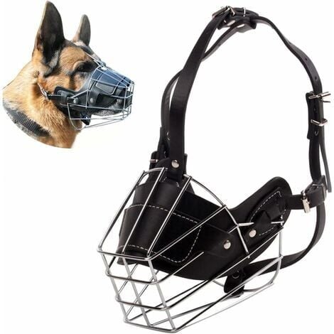 Museruola per cani in metallo Museruola per cani Anti-abbaio Anti-morso Regolabile per cani di taglia grande, media e piccola