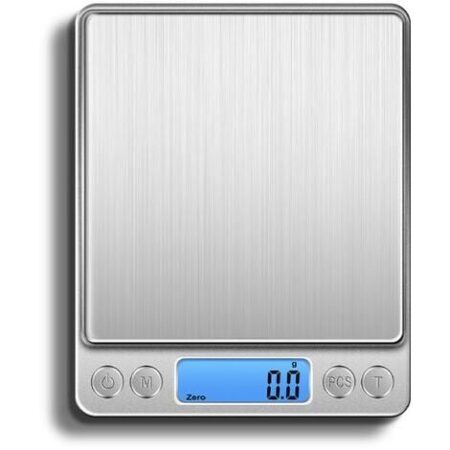 Bilancia da cucina, bilancia elettronica di precisione 0,1 g/3 kg, piccola bilancia per gioielli con funzione tara e PCS, bilancia alimentare per cottura al forno, cucina, caffè con vassoi