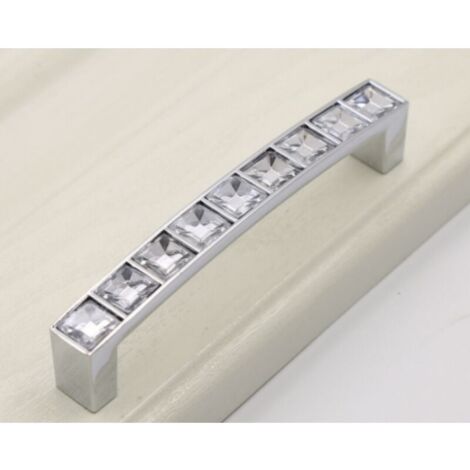 (5 pezzi, distanza fori 96 mm) Maniglie per cassetti in vetro diamantato, pomelli per mobili in cristallo con strass trasparenti per cassettiere, armadi, armadi, cucine
