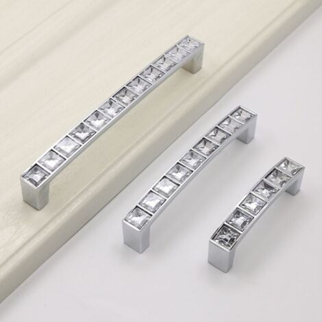 (5 pezzi, distanza fori 96 mm) Maniglie per cassetti in vetro diamantato, pomelli per mobili in cristallo con strass trasparenti per cassettiere, armadi, armadi, cucine
