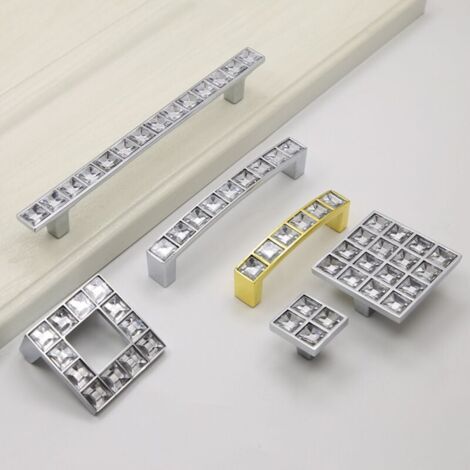 (5 pezzi, distanza fori 96 mm) Maniglie per cassetti in vetro diamantato, pomelli per mobili in cristallo con strass trasparenti per cassettiere, armadi, armadi, cucine