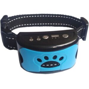 Collare antiabbaio automatico ricaricabile per cani, collare di addestramento con vibrazione antiurto/rumore, 7 livelli di sensibilità per cani di taglia media – Blu