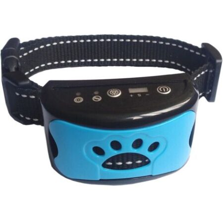 Collare antiabbaio automatico ricaricabile per cani, collare di addestramento con vibrazione antiurto/rumore, 7 livelli di sensibilità per cani di taglia media - Blu