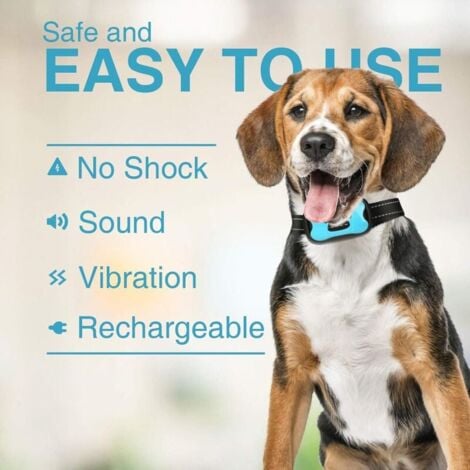 Collare antiabbaio automatico ricaricabile per cani, collare di addestramento con vibrazione antiurto/rumore, 7 livelli di sensibilità per cani di taglia media - Blu
