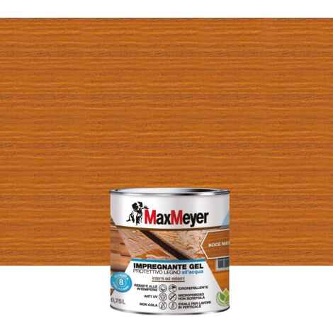 MaxMeyer Impregnante Gel Protettivo Legno All'acqua, Noce Medio, 0.75L