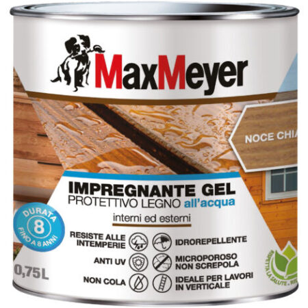 MaxMeyer Impregnante Gel Protettivo Legno All'acqua, Noce Chiaro, 0.75L