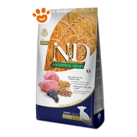 Farmina Dog N&ampD Ancestral Grain Puppy Mini Agnello e Mirtillo  - Farmina Dog N&ampD Ancestral Grain Puppy Mini Agnello e Mirtillo - Sacco Da 800 Gr