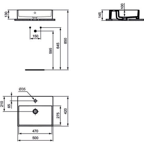 Ideal Standard Strada lavabo à poser 500mm, 1 trou de robinet,