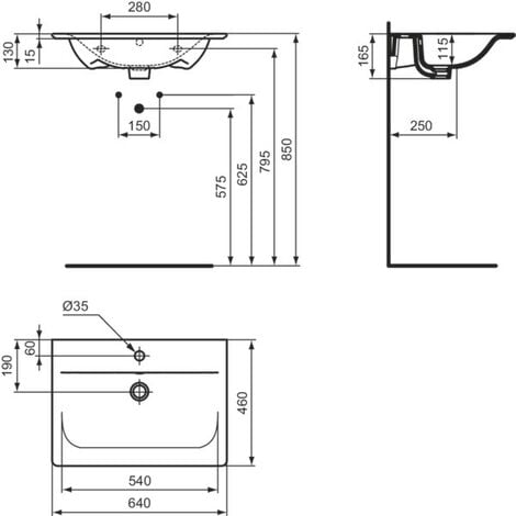 Ideal Standard Connect Air lavabo pour meuble 640mm, 1 trou de