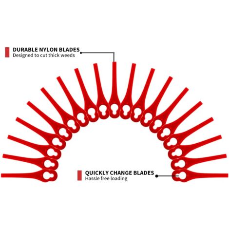 Confezione da 100 lame di ricambio compatibili con decespugliatore a batteria Einhell - Lama in plastica per decespugliatore Einhell
