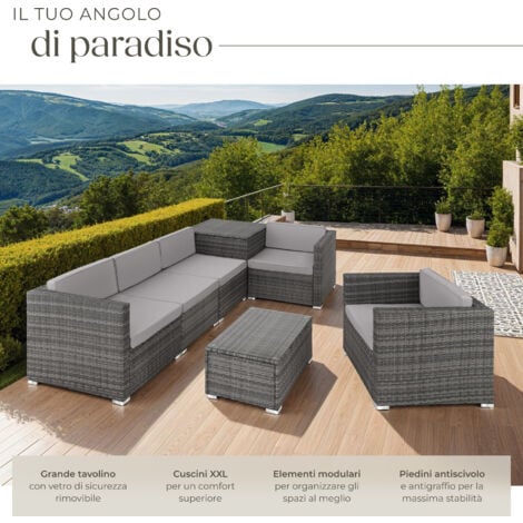 Salottino in rattan Pisa - arredo giardino, mobili da giardino, divani da esterno