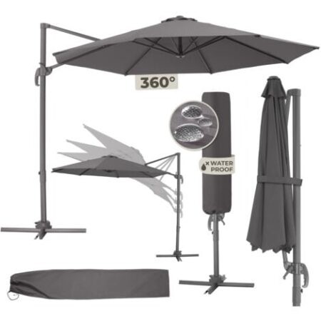 Ombrellone Daria con involucro protettivo e pedale, Ø 300 cm - ombrellone a braccio, ombrellone giardino, ombrellone decentrato