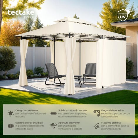 Gazebo da giardino deluxe Emine con 6 teli laterali