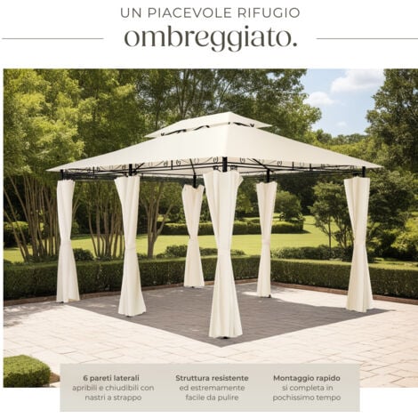 Gazebo da giardino deluxe Emine con 6 teli laterali