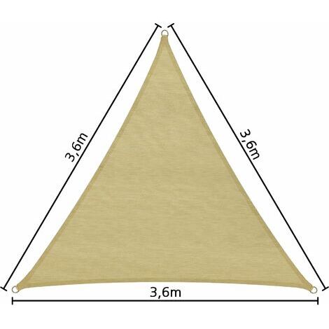 vela ombreggiante triangolare in polietilene, beige - telo ombreggiante, ombreggiante, telo vela ombreggiante - 3,6 x 3,6 x 3,6 m