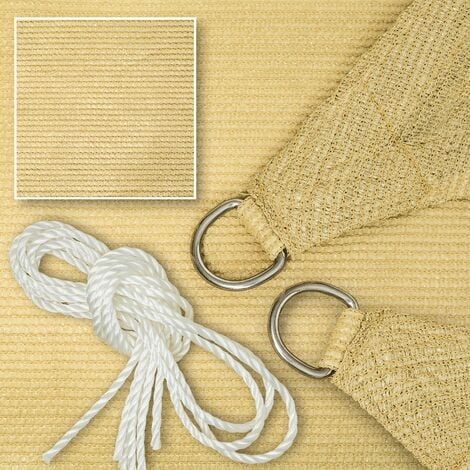 vela ombreggiante triangolare in polietilene, beige - telo ombreggiante, ombreggiante, telo vela ombreggiante - 3,6 x 3,6 x 3,6 m