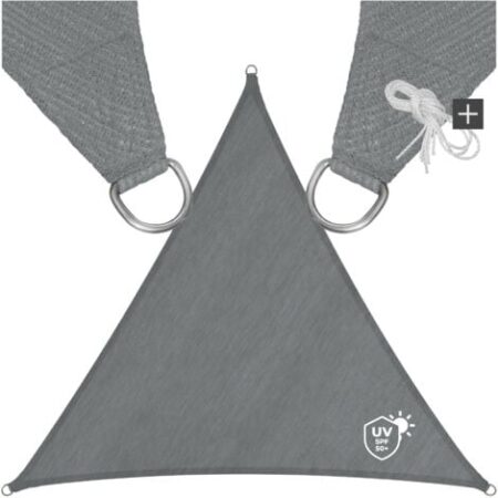 vela ombreggiante triangolare in polietilene, grigio - telo ombreggiante, ombreggiante, telo vela ombreggiante - 5 x 5 x 5 m