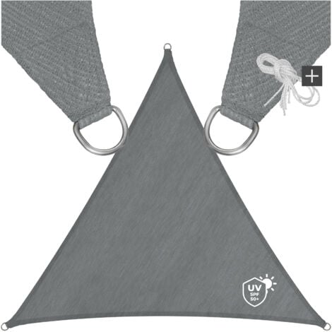 vela ombreggiante triangolare in polietilene, grigio - telo ombreggiante, ombreggiante, telo vela ombreggiante - 5 x 5 x 5 m