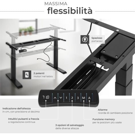 Telaio per scrivania Denis 110-190 x 68 x 58-123 cm - gambe per tavoli, base per tavoli, piedi per tavolo