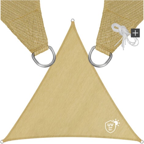 vela ombreggiante triangolare in polietilene, beige - telo ombreggiante, ombreggiante, telo vela ombreggiante - 5 x 5 x 5 m