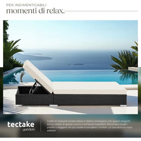 2 lettini prendisole in rattan con telaio in alluminio, tavolo e telo protettivo - sdraio, sdraio da giardino, lettini da spiaggia
