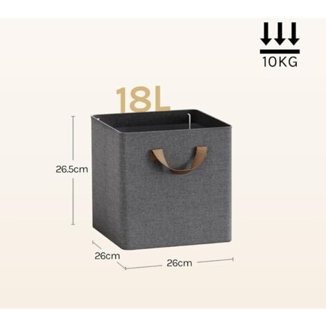 WOLTU Set 3 Scatole Portaoggetti box pieghevole cestino contenitore cesta con maniglie in tessuto Grigio 18L