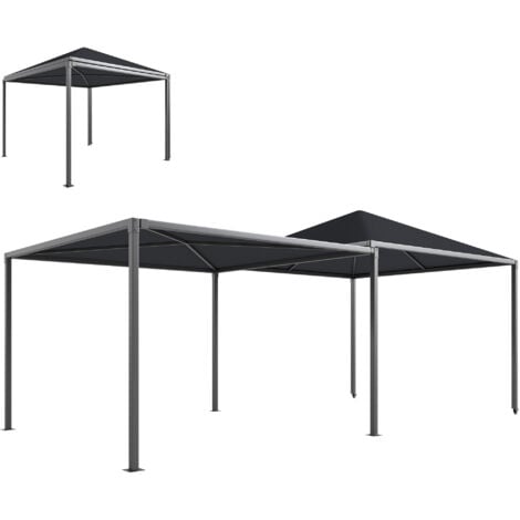 Outsunny Gazebo Estensibile da Giardino 3x3m con Ruote Copertura UPF30+ Grigio