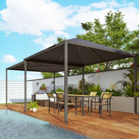 Outsunny Gazebo Estensibile da Giardino 3x3m con Ruote Copertura UPF30+ Grigio
