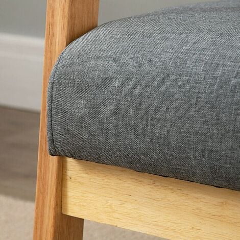 Divano scandinavo a 2 posti, poltrona moderna da soggiorno in tessuto di lino grigio con struttura in legno, 107 x 60 x 76 cm, per piccolo appartamento, camera da letto, ufficio