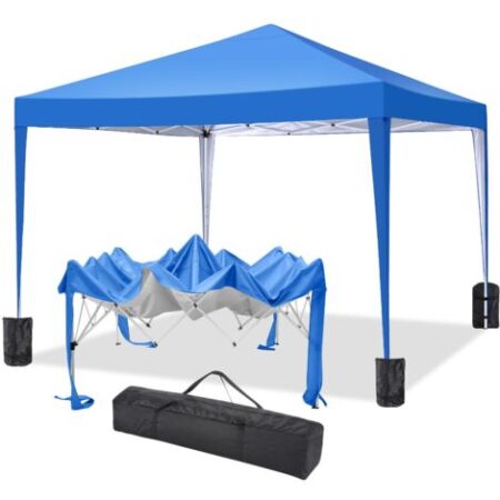 Gazebo da giardino pieghevole 3x3m Protezione UV impermeabile, Barnum pieghevole per matrimoni, picnic, mercati, campeggio, Blu
