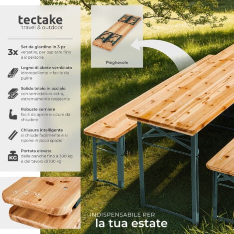 Set birreria Sissi, 3 pezzi,pieghevole - Set birreria, panca da birreria, tavolo da birreria