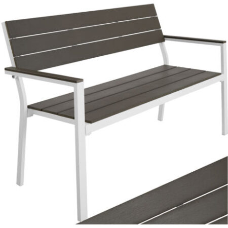 Panca da giardino Line da 2 posti con telaio in alluminio 128 x 59 x 88 cm - Panca da giardino, panchina, panchina da parco