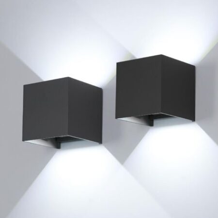 Lampada da parete impermeabile GOECO, color sabbia, 10 cm, 6 W, luce bianca 6000 K, ideale per esterni con regolazione dell'angolazione