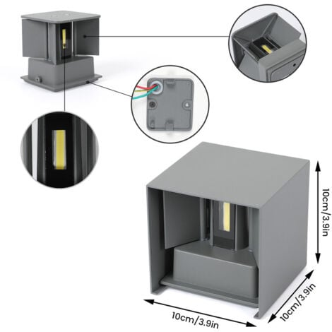 Lampada da parete impermeabile GOECO, color sabbia, 10 cm, 6 W, luce bianca 6000 K, ideale per esterni con regolazione dell'angolazione