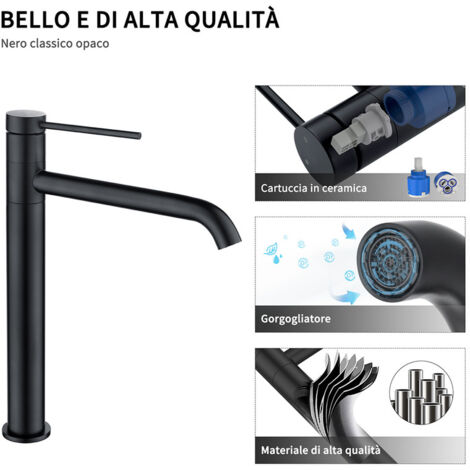 Rubinetto Miscelatore Bagno per Miscelatore Lavabo Alto e Lavandino Bagno e Fredda e Calda Regolabile Rubinetto