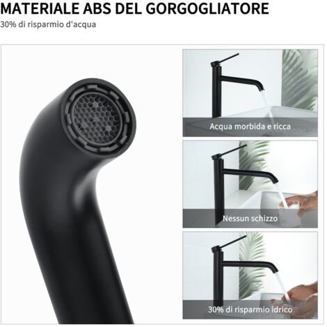 Rubinetto Miscelatore Bagno per Miscelatore Lavabo Alto e Lavandino Bagno e Fredda e Calda Regolabile Rubinetto