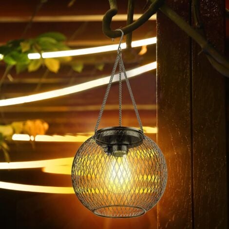 Lanterna solare da giardino per esterni, lampada solare da esterno, 2 luci solari da giardino sospese in metallo IP65, lanterna solare da giardino, decorazione per esterni, per cortile, balcone, regal