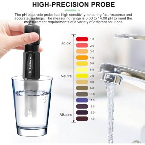 Misuratore di pH per piscine ad alta precisione 0-14PH, sonda elettrodo pH, sonda pH per piscine, sonda sensore pH, kit sonda pH per acquaponica, acquari