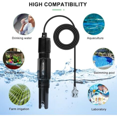 Misuratore di pH per piscine ad alta precisione 0-14PH, sonda elettrodo pH, sonda pH per piscine, sonda sensore pH, kit sonda pH per acquaponica, acquari
