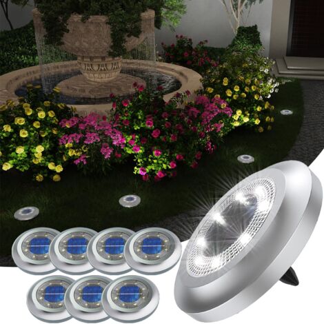 Luci solari da esterno, 8 LED 6000K, luci solari da terra, lampada da giardino impermeabile IP65, faretto solare da esterno per vialetti, cortili, prati, scale, piscine