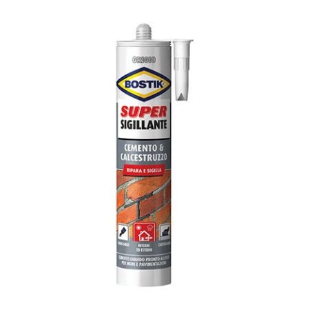 SILICONE SUPER SIGILLANTE CEMENTO CALCESTR BOSTIK VERNICIABILE GR 500