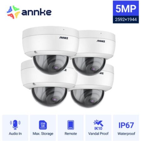 ANNKE C500 5MP POE Esterni Telecamera di sicurezza,visione notturna,rilevamento movimento,4 telecamere