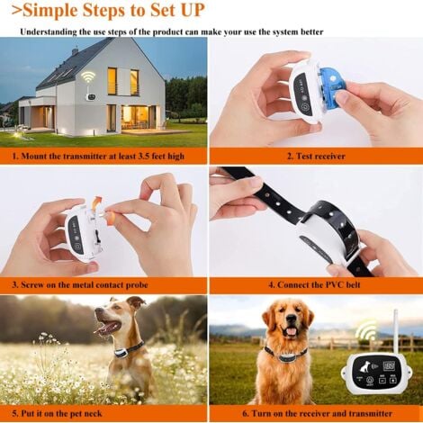 EJ.LIFE Collare elettrico per addestramento cani senza fili Sistema di contenimento per animali domestici ricaricabile Spina UE Collare, imbracatura e guinzaglio per addestramento e istruzione cani