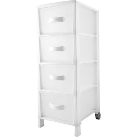 Belli e Forti Cassettiera 4 cassetti con Maniglia, Polipropilene, Bianco