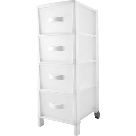 Belli e Forti Cassettiera 4 cassetti con Maniglia, Polipropilene, Bianco